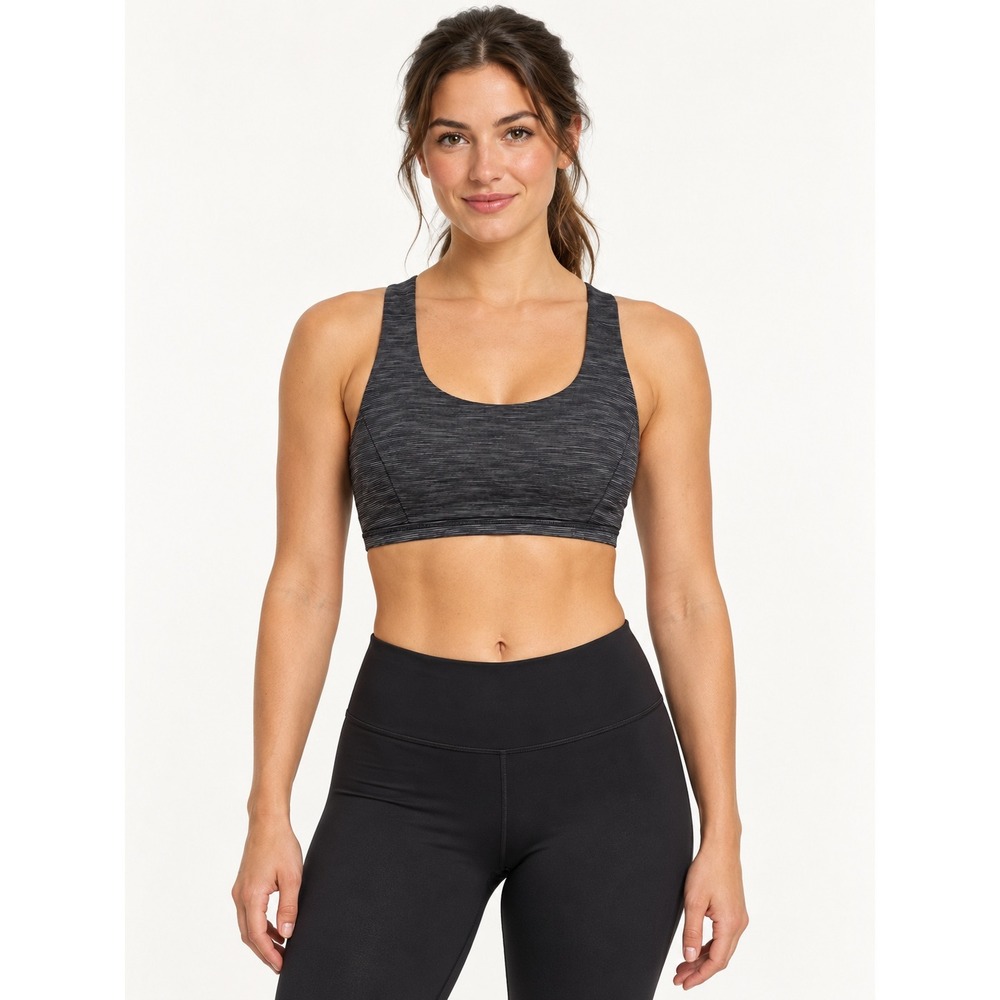 Lululemon Free To Be Wild Sports Bra Grey Space Dye Strappy Back Size 6